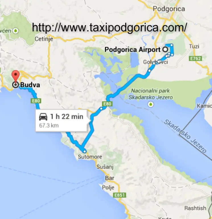 Taxi Podgorica airport to Budva