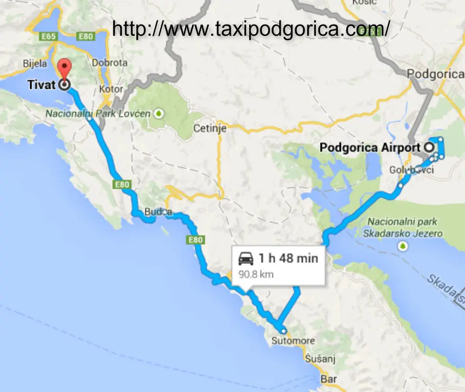Taxi from Podgorica airport to Tivat Taxi from Podgorica airport to Tivat